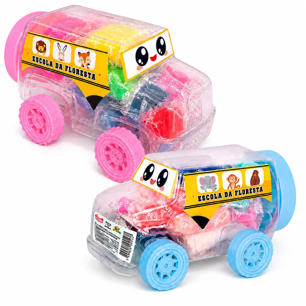 Massinha de Modelar Infantil Kit Carro 15 Massinhas 2 Acessórios Brinquedo Educativo