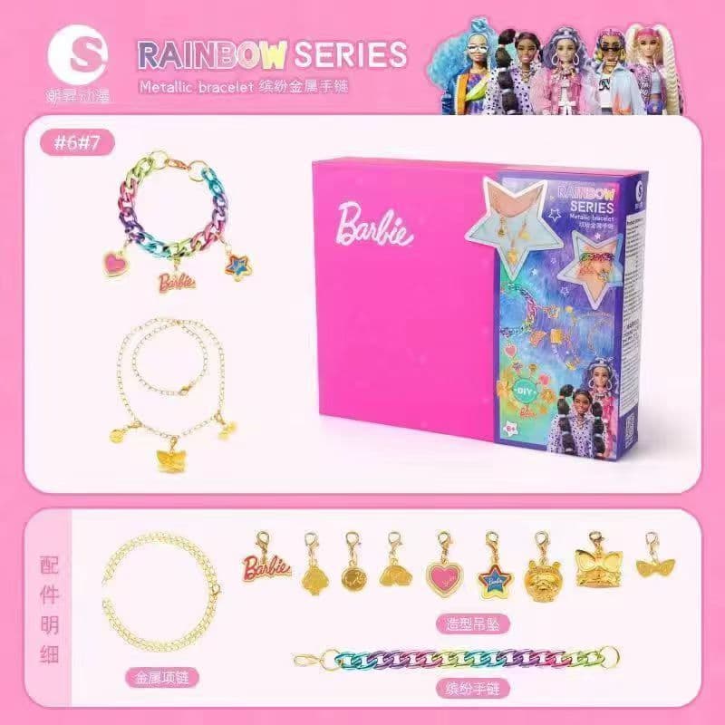 Bonito novo estilo presente de natal Barbie-DIY pulseira de Metal colorido na moda menina requintado decoração periféric