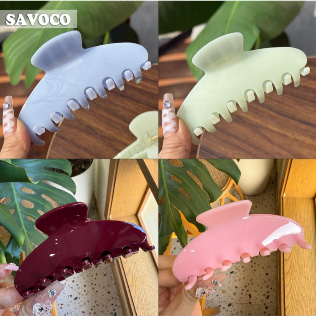 SAVOCO Nova Cor Pura 10cm Forma Plana Grampo De Cabelo Colorido Tubarão Captura Clipe Para Mulheres Acessórios SC230