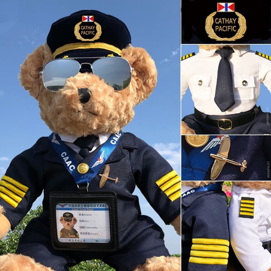 Hong Kong Cathay Pacific Cathay Pacific Pilot Capitão Urso Boneca Piloto Boneca Brinquedo de Pelúcia