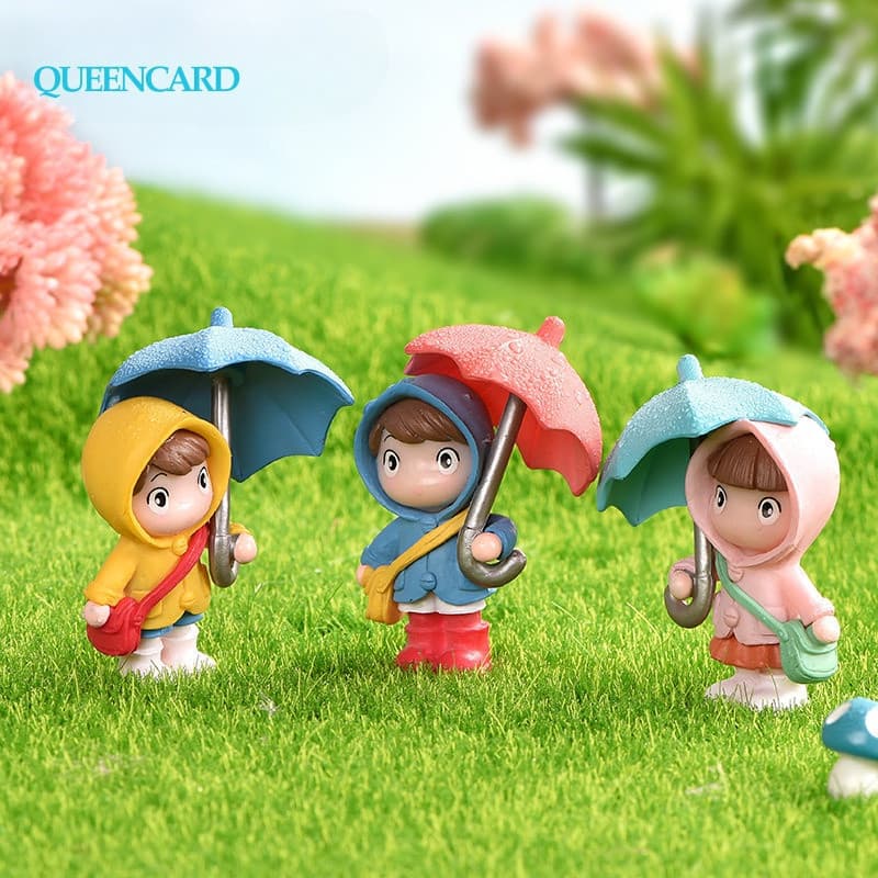 4PC Mini Guarda-Chuva Boneca Micro Paisagem Artesanal Fada Jardim Figurinos Home Decoração Ornamento Artesanato Presente
