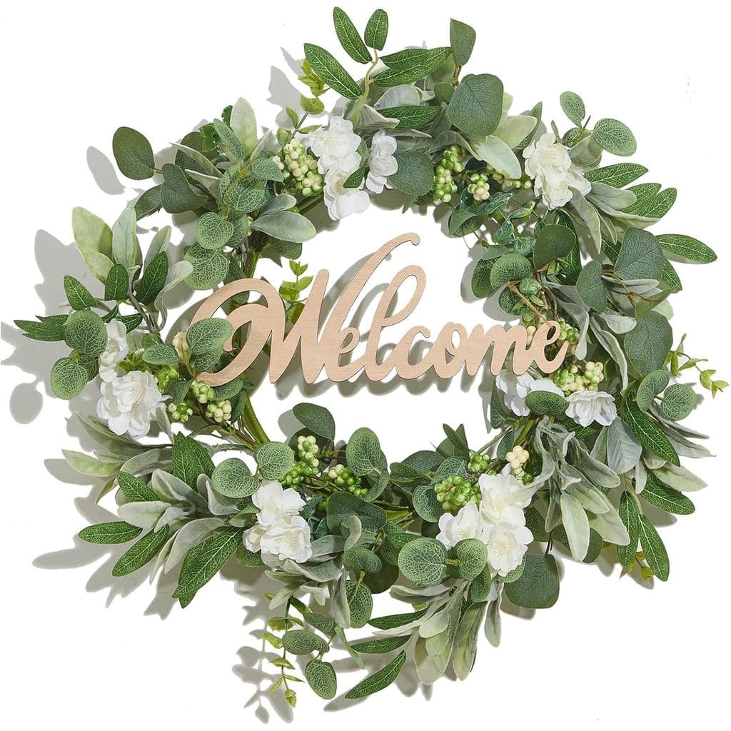 Guirlanda para Porta da Frente Heleze com Placa de Boas-Vindas 18'' Guirlanda de Eucalipto |   Eucalipto Artificial, Fol