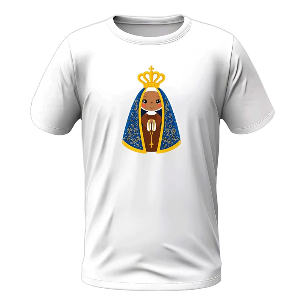 Camiseta Infantil Nossa Senhora Aparecida Blusa Religiosa Católica Menino Menina