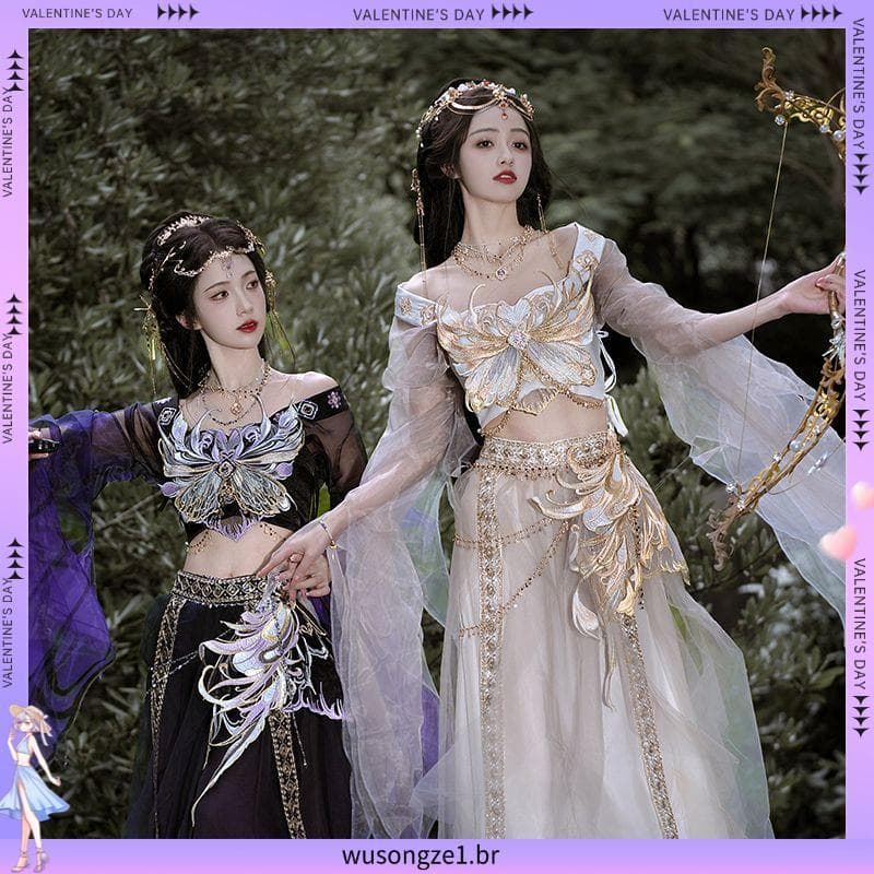 Como um sonho profundo sonho Original bordado estilo exótico Dunhuang dança traje antigo não-Hanfu ocidental menina esti