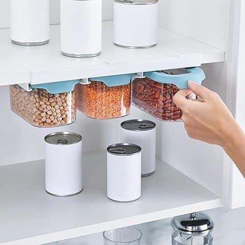 Kit Organizador 3 Potes Hermetico Vedacao Suporte Armario Geladeira