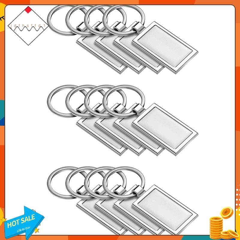 [Promover J] 12 Peças Chaveiro Em Branco De Sublimação Retângulo Metal Transferência De Calor Para Materiais De Artesana