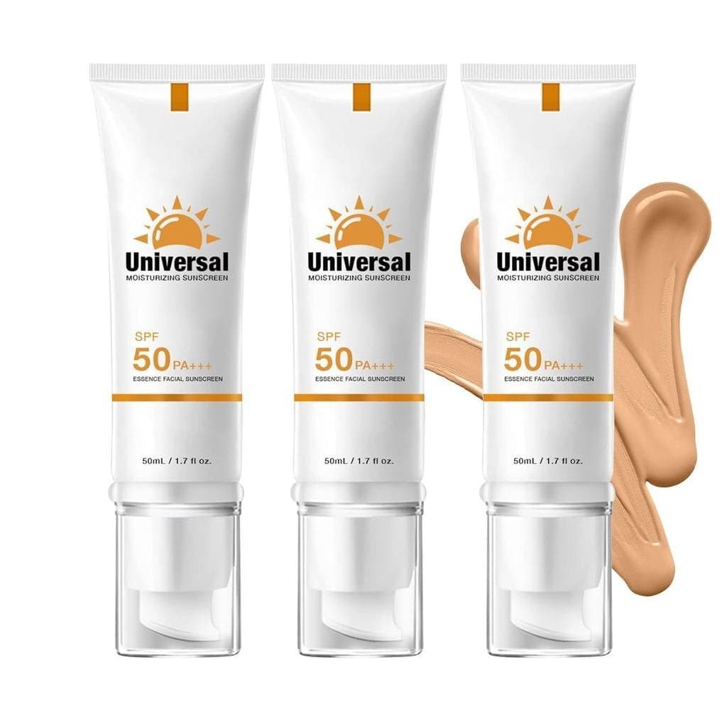 Protetor Solar Facial com Cor FPS50, pacote com 3 unidades, proteção solar universal, essência protetora solar hidratant