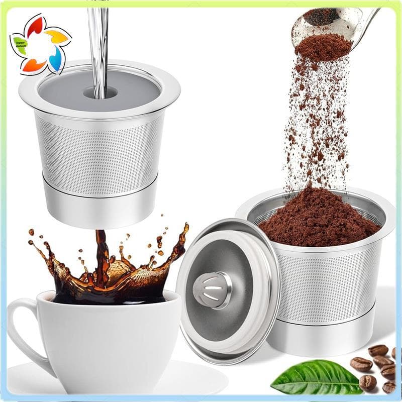Copos K Reutilizáveis De 2 Pacotes Para Cápsulas De Café Recarregáveis De Copo De Aço Inoxidável De 1.0 , E Filtros De M