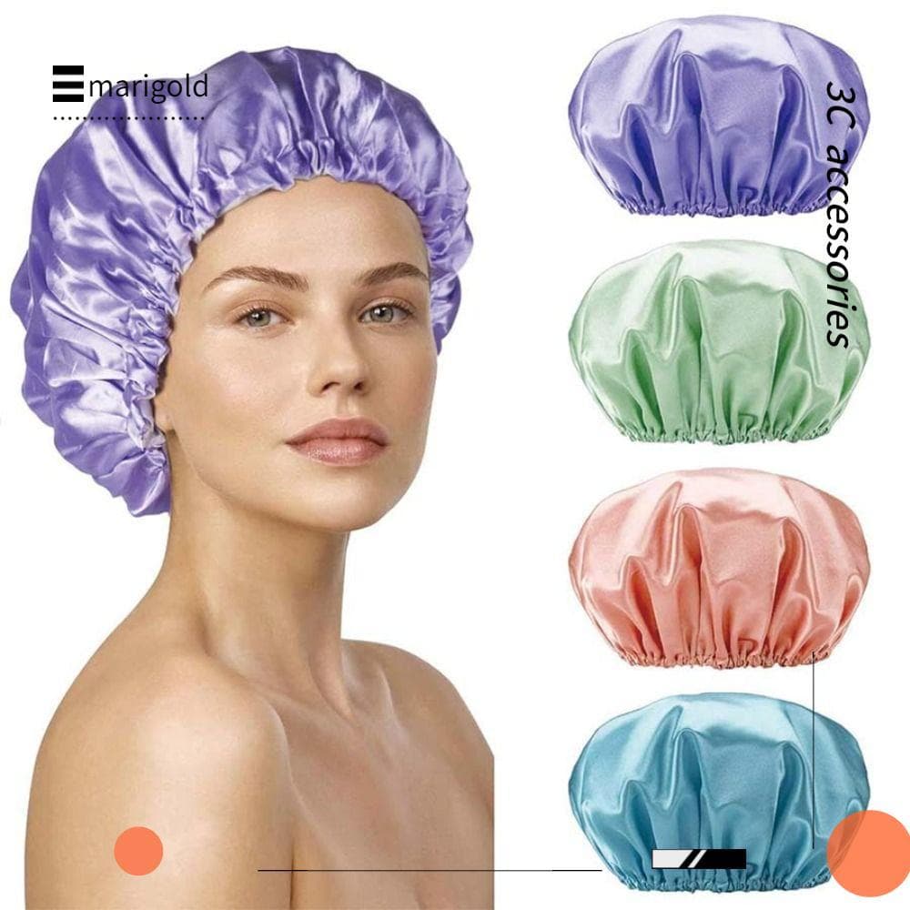 Touca De Cabelo De Banho MARIGOLD , Toucas Impermeáveis Espessadas Reutilizáveis , Secagem Dupla Face