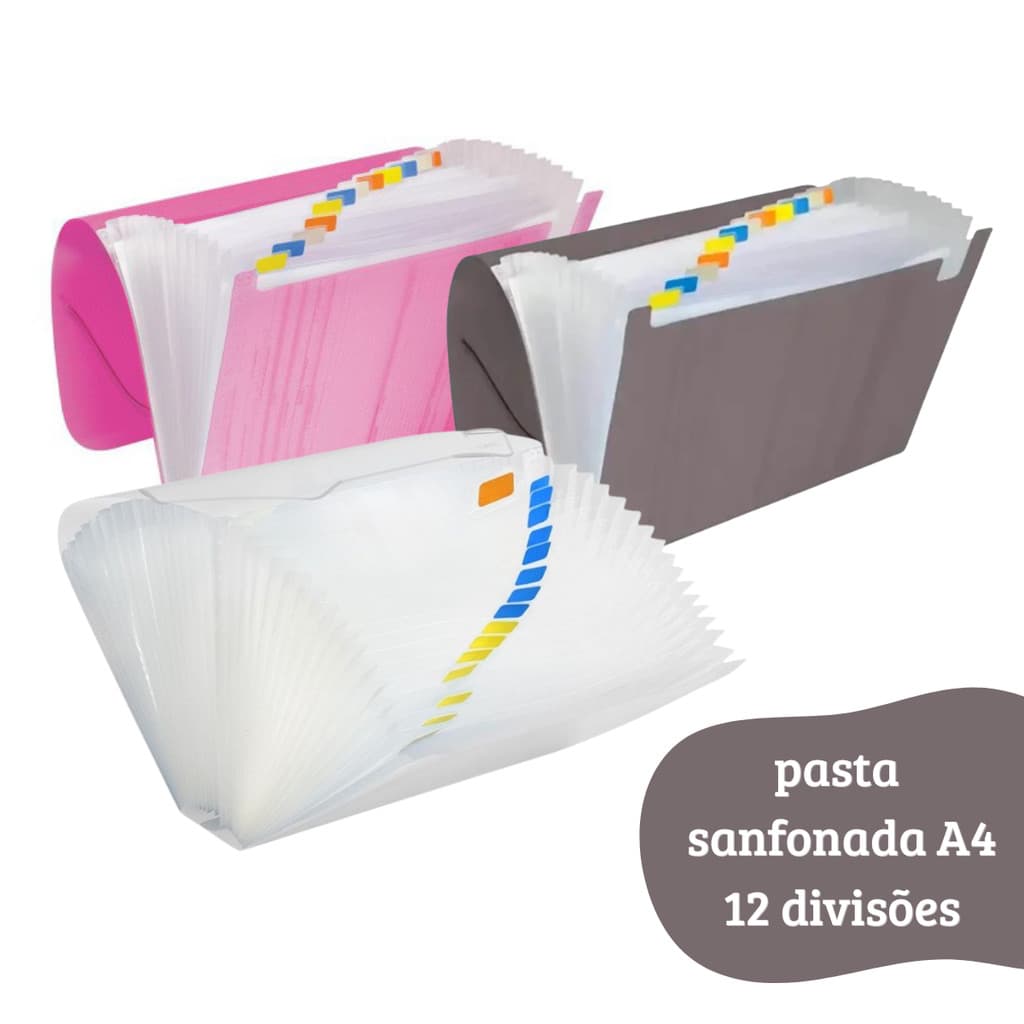 Pasta Sanfonada A4 12 Divisórias Polibras