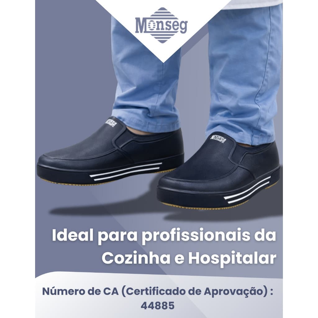 Sapato Tênis Segurança Antiderrapante Cozinha Iate Monseg CA 44885