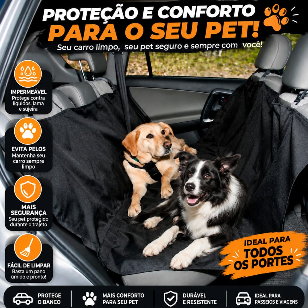 Capa Protetora Para Banco Carro Impermeável Pet Cão Gato Animais