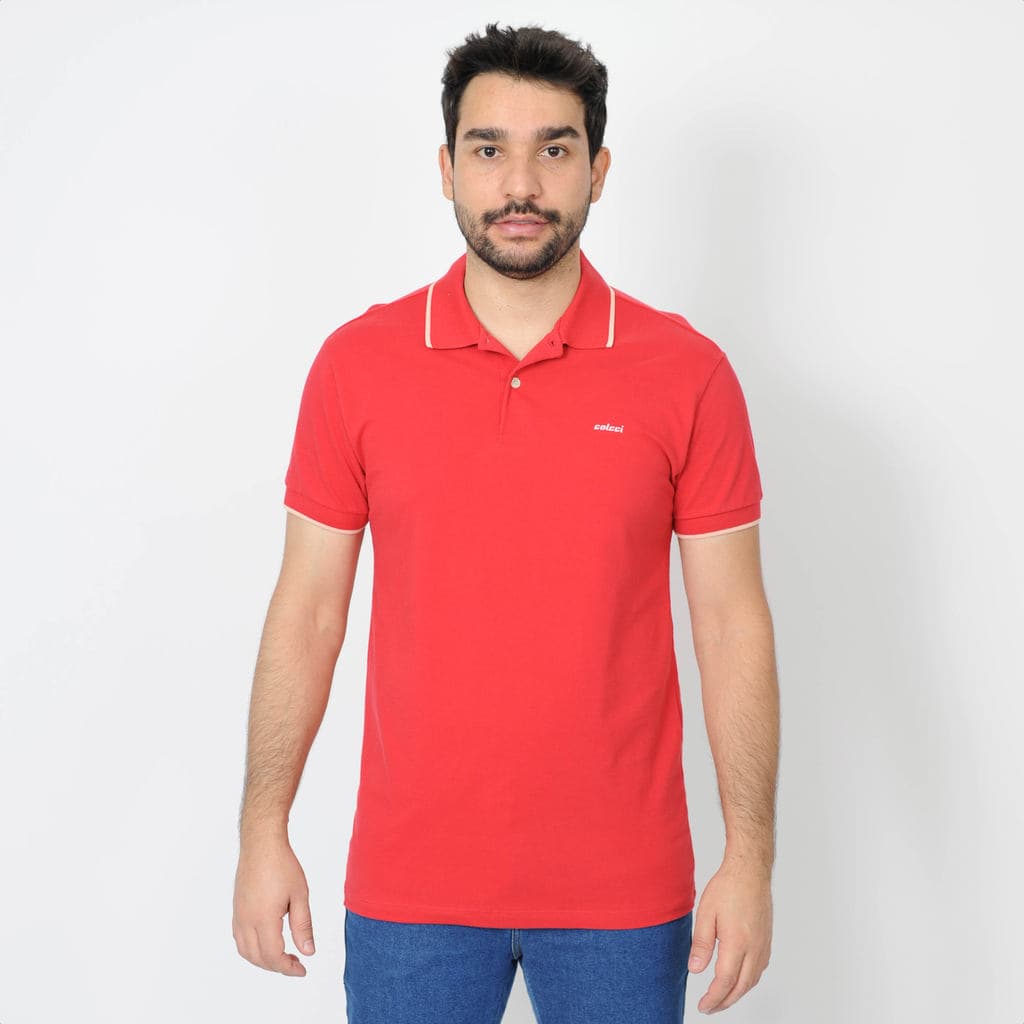Camiseta Polo Colcci Logo Minimalista Vermelho - Masculino