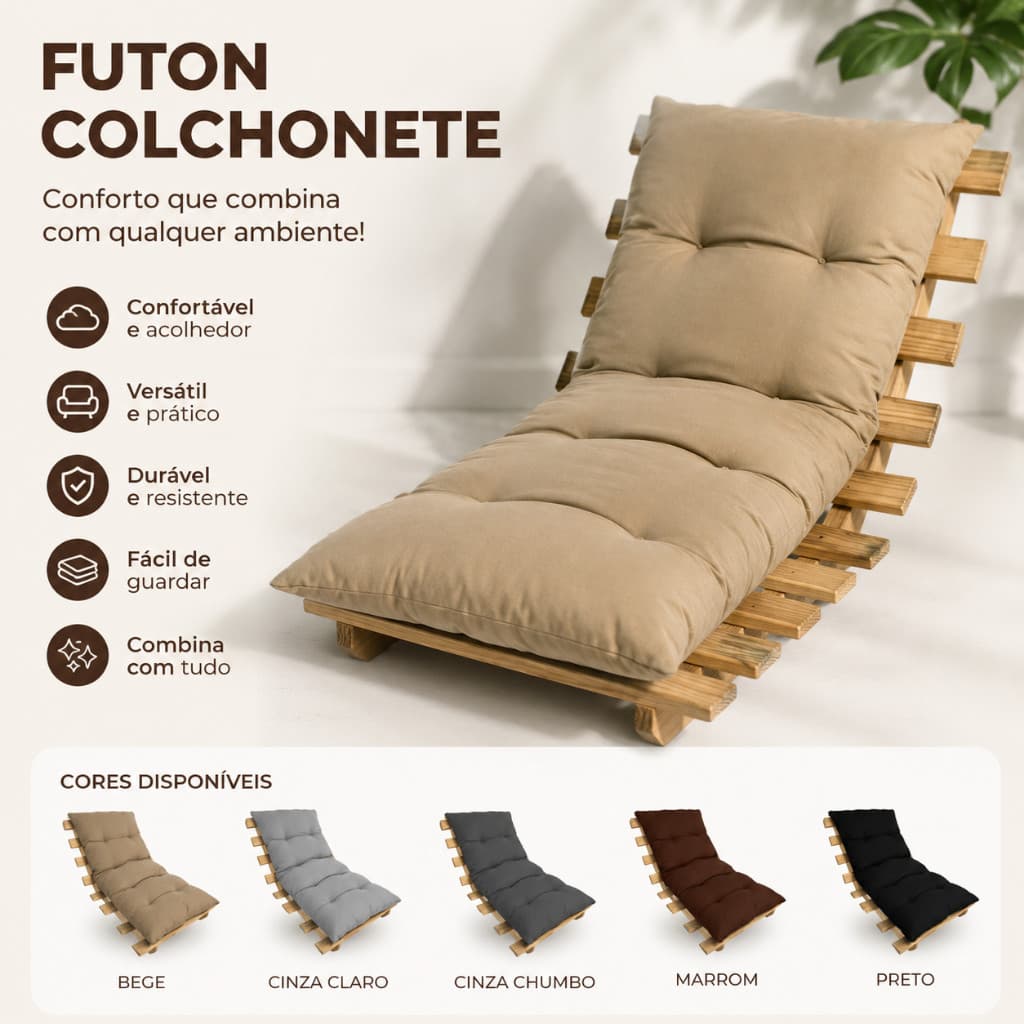 Futon Colchonete Dobrável 120x60x9cm Almofada para Pallet Sofá Banco Jardim Varanda Premium
