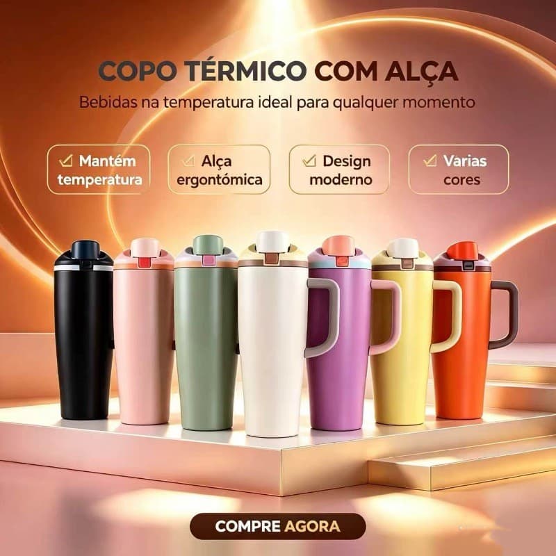 Garrafa Térmica Nova de Aço Inoxidável 1200ml Grande Capacidade com Alça, Ideal para Uso no Carro