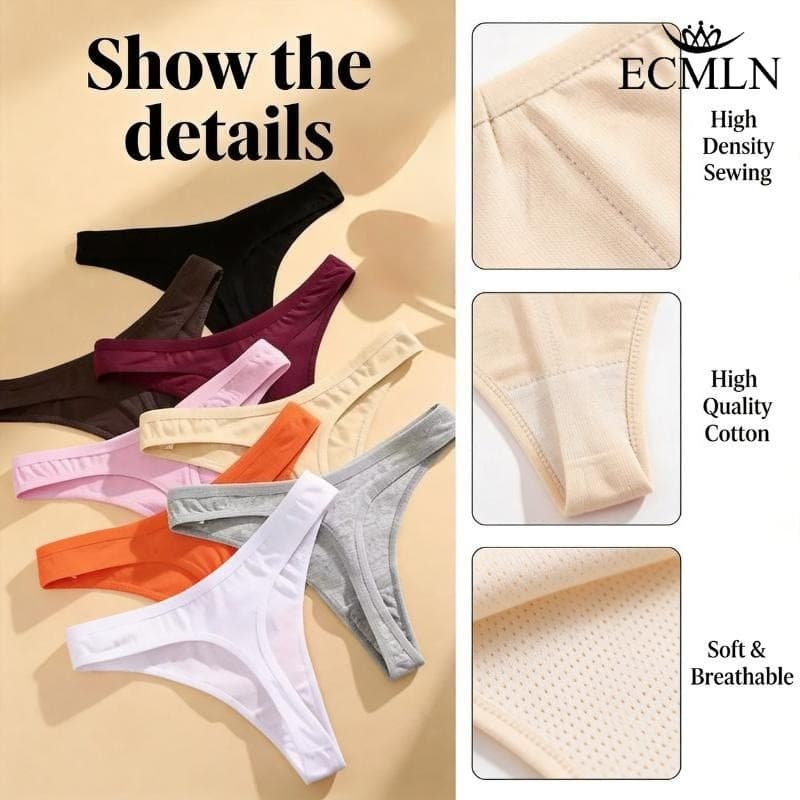 ECMLN 3 PCS Mulheres Algodão G String Macio Elástico Respirável Roupa Interior Diária De Alta Qualidade 5 Cores