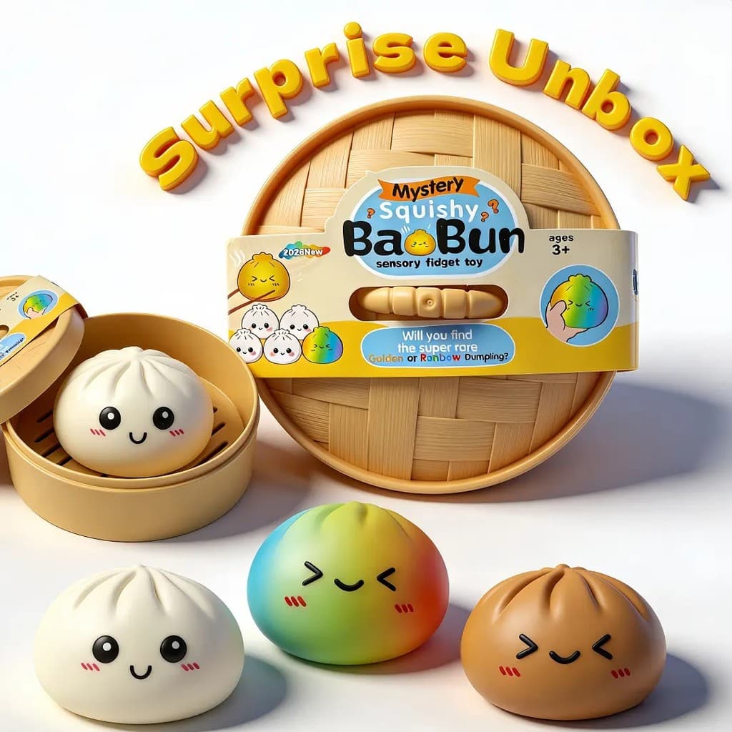 Emoji de rosto sorridente Big Dumpling Squishy - Brinquedo Antiestresse Mystery Bun, Material TPR Macio, Alívio de Estre