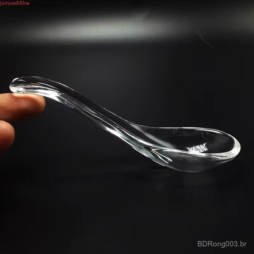 Colher De Vidro Cristal JUNYUE , Colheres De Condimento Requintadas E Lisas Servir Domésticas Transparentes Elegantes