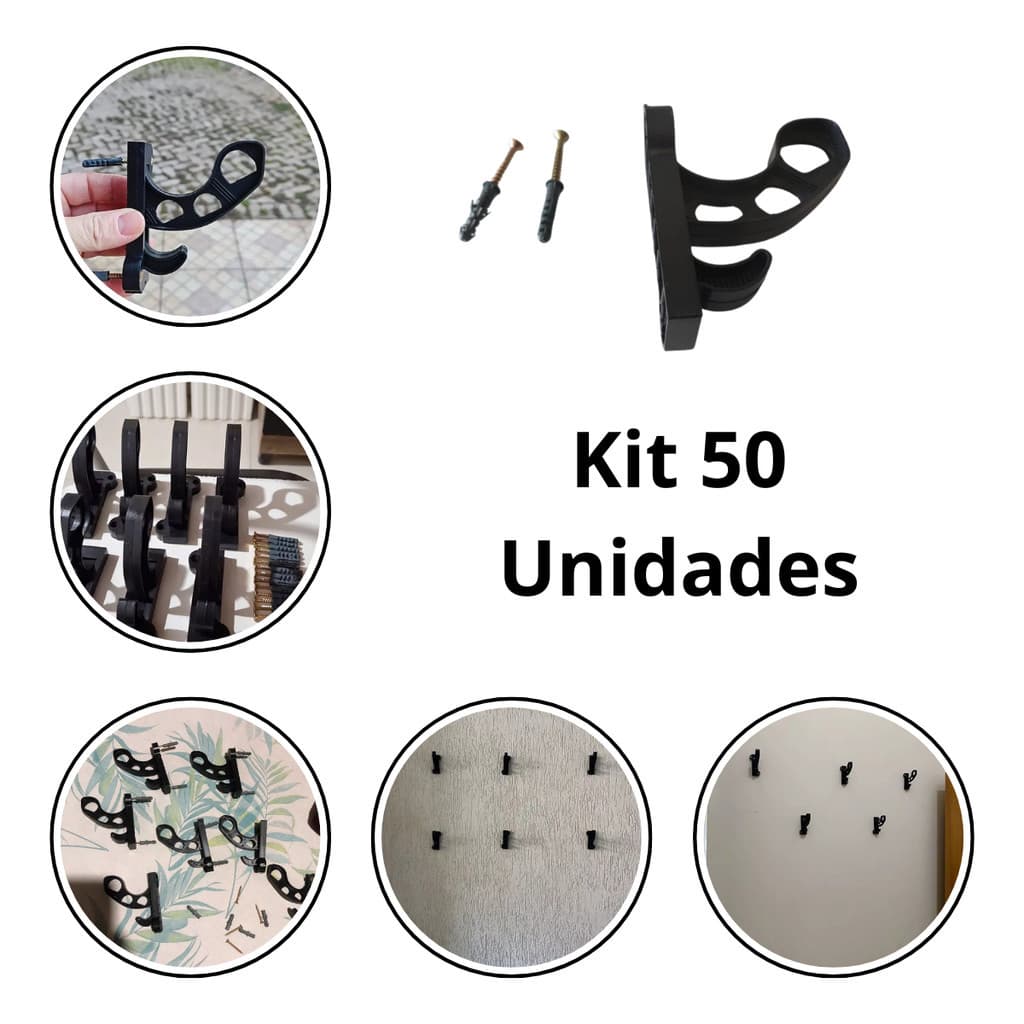 Kit 50 Suportes para Capacete de Moto Gancho de Parede Prático e Versátil