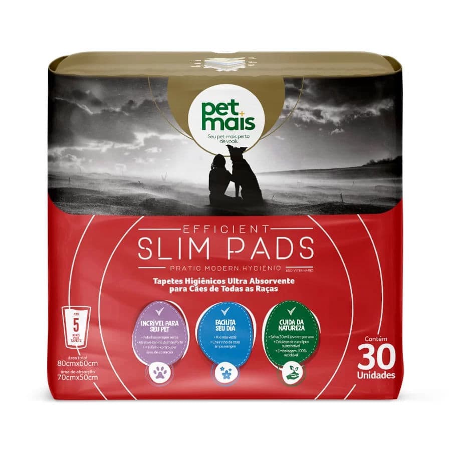 Tapete Higienico Slim Pads 80X60cm com 30 unidades