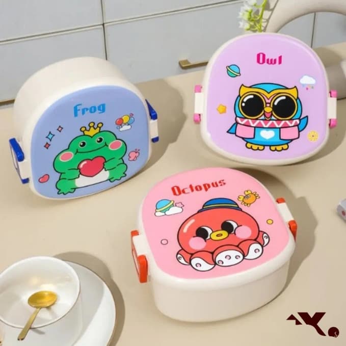 Marmita Bento Infantil com 3 Divisória e Tampa com Estampas Divertidas e 2 Travas