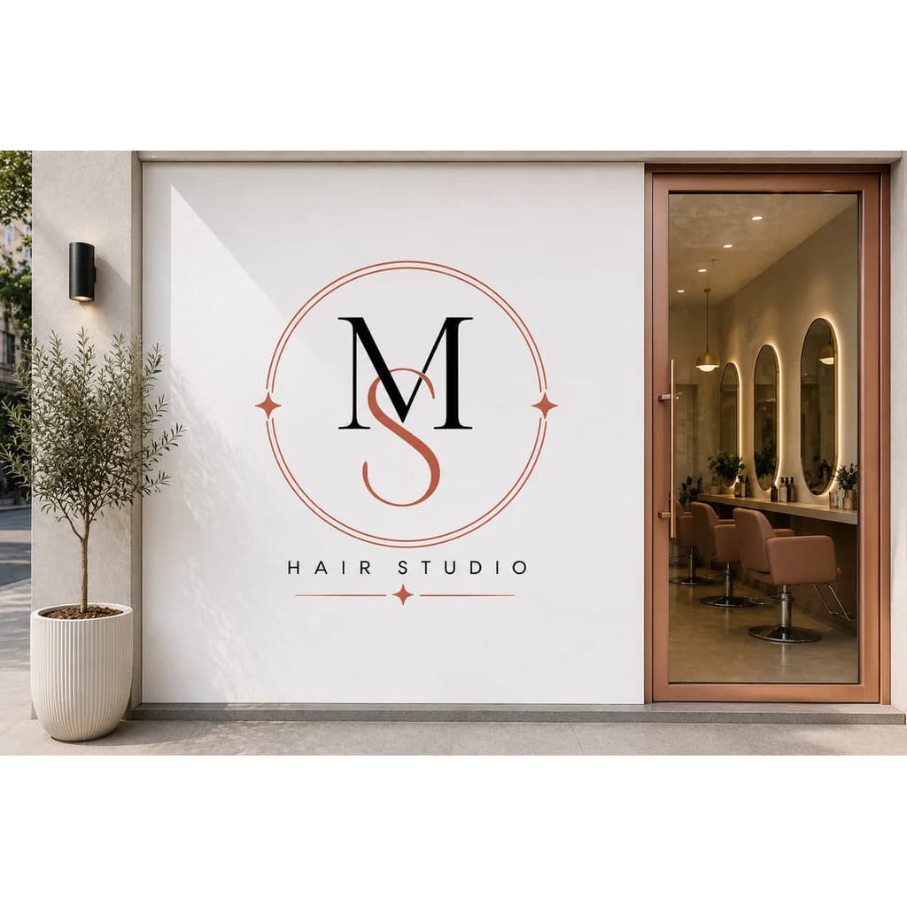 Adesivo de Parede Decorativo Hair Studio Personalizado Seu Nome Logo