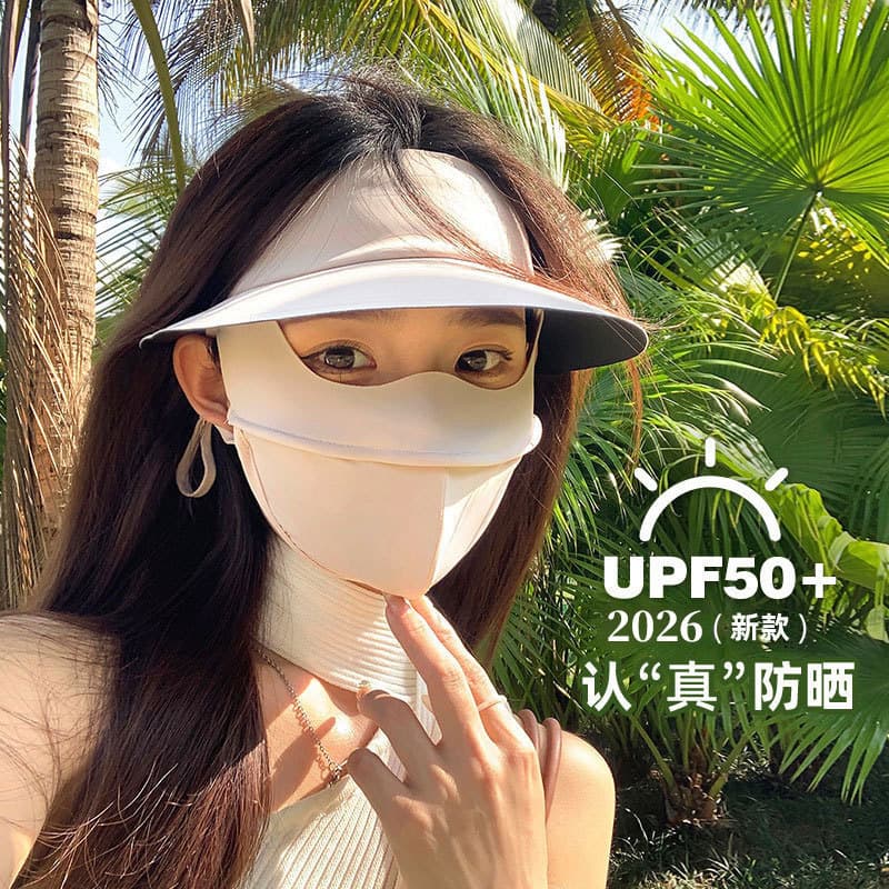 Protetor solar de vinil máscara facial completa Anti-ultravioleta feminino respirável pára-sol rosto Gini borda sol másc