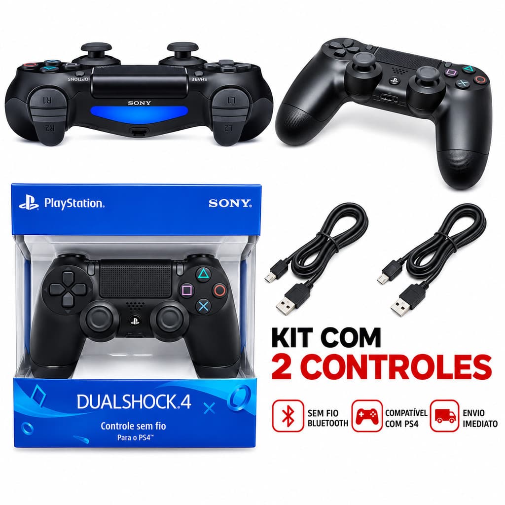 Kit com 2 controles ps4 sem fio  compativel com PS4/NOTEBOOK/ TV E PC ENVIO RAPIDO