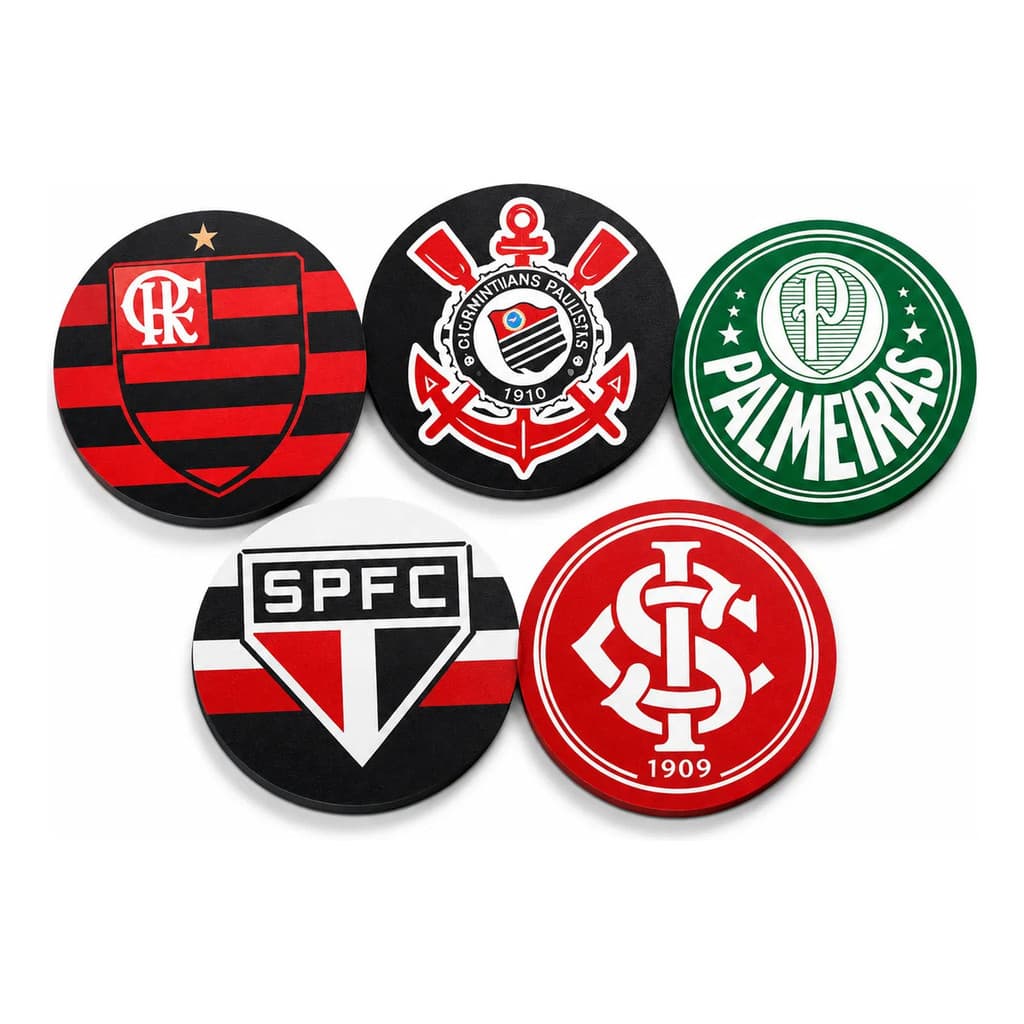 Kit Porta Copos Futebol Redondo 11x11 - 2 4 ou 6 Unidades - Bar Area Gourmet
