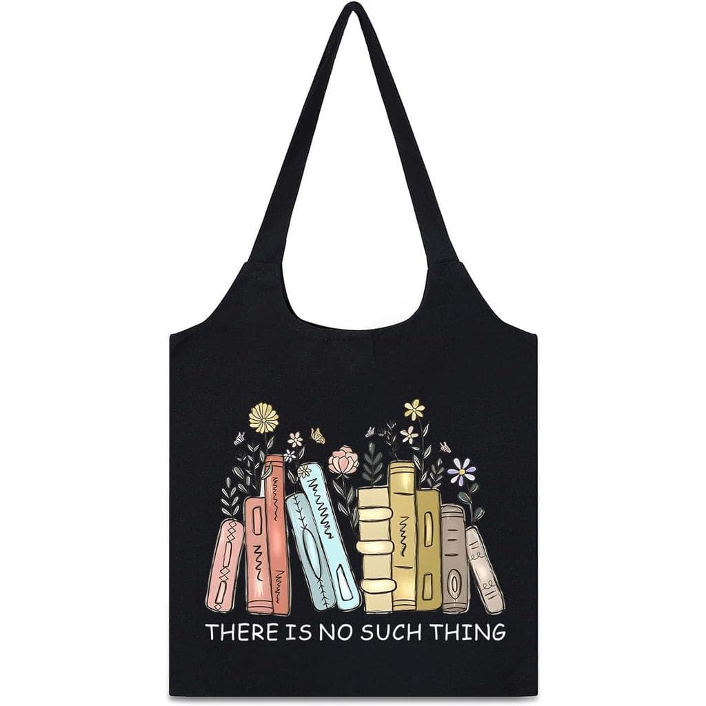 Bolsa de Lona Feminina para Amantes de Livros, Presentes para Leitores, Estampa Floral, Estética Fofa, Sacola Reutilizáv
