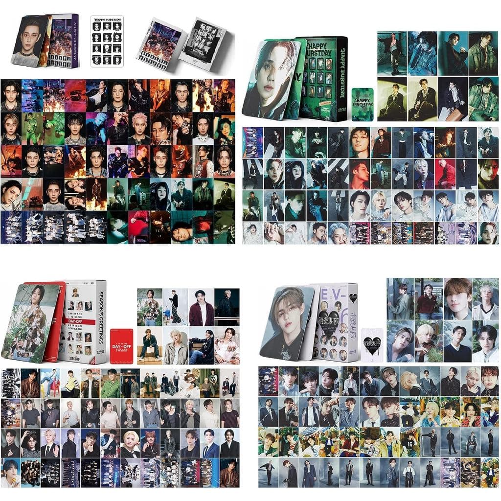 YiYiXiXi 4 Pacotes/220 Peças de Photocards KPOP, Cartões Lomo, Cartões de Saudação com Caixa de Postais para Coleção (Pr