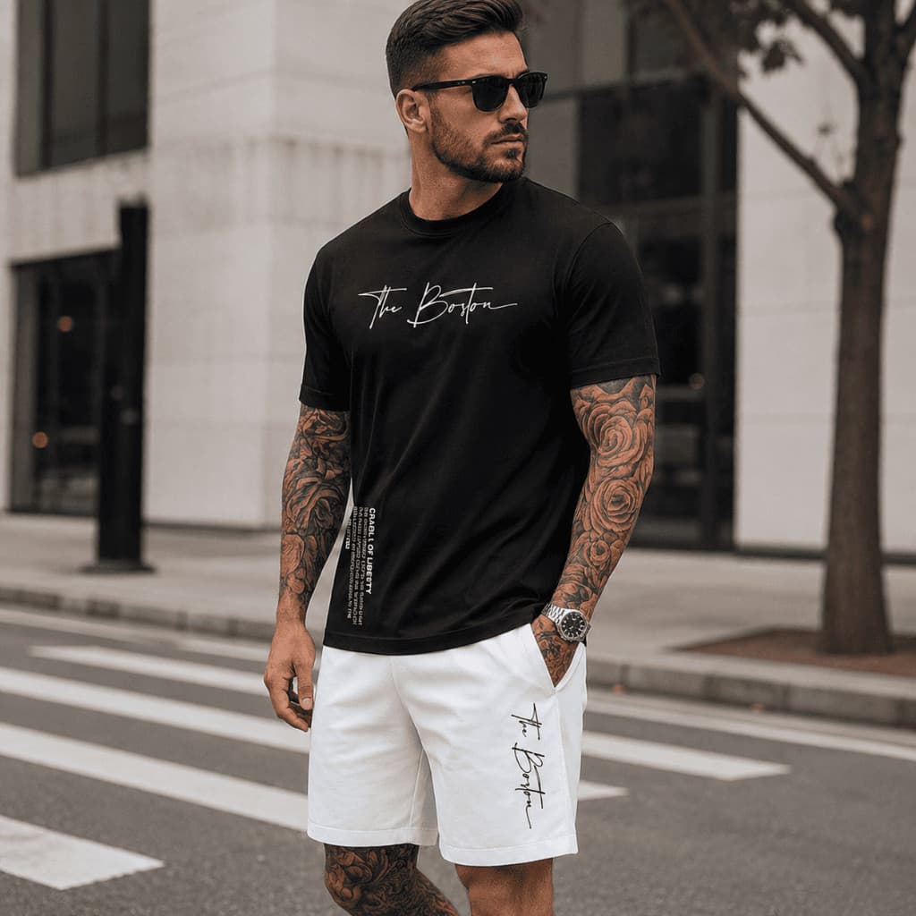 Conjunto Camiseta e Short Tactel The Boston - Algodão Premium