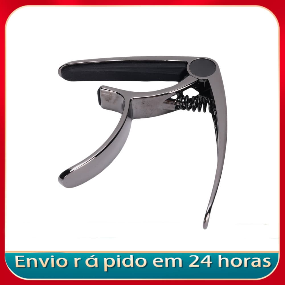 Aumotop Ukulele Capo Design de mola de liga de zinco durável com suporte de palheta e almofada de silicone para
