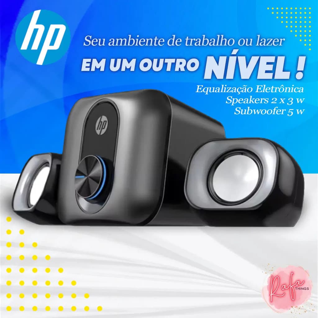 CAIXA DE SOM Multimídia HP Caixinha Subwoofer - Pc Notebook DHS-2111S 11W 2.1 C/ SUBWOOFER