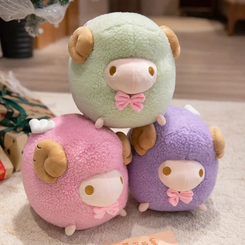 25CM Kawaii Dos Desenhos Animados Anime Bonito Cordeiro Animal Brinquedos Adorável Algodão Ovelha Boneca De Pelúcia Bone