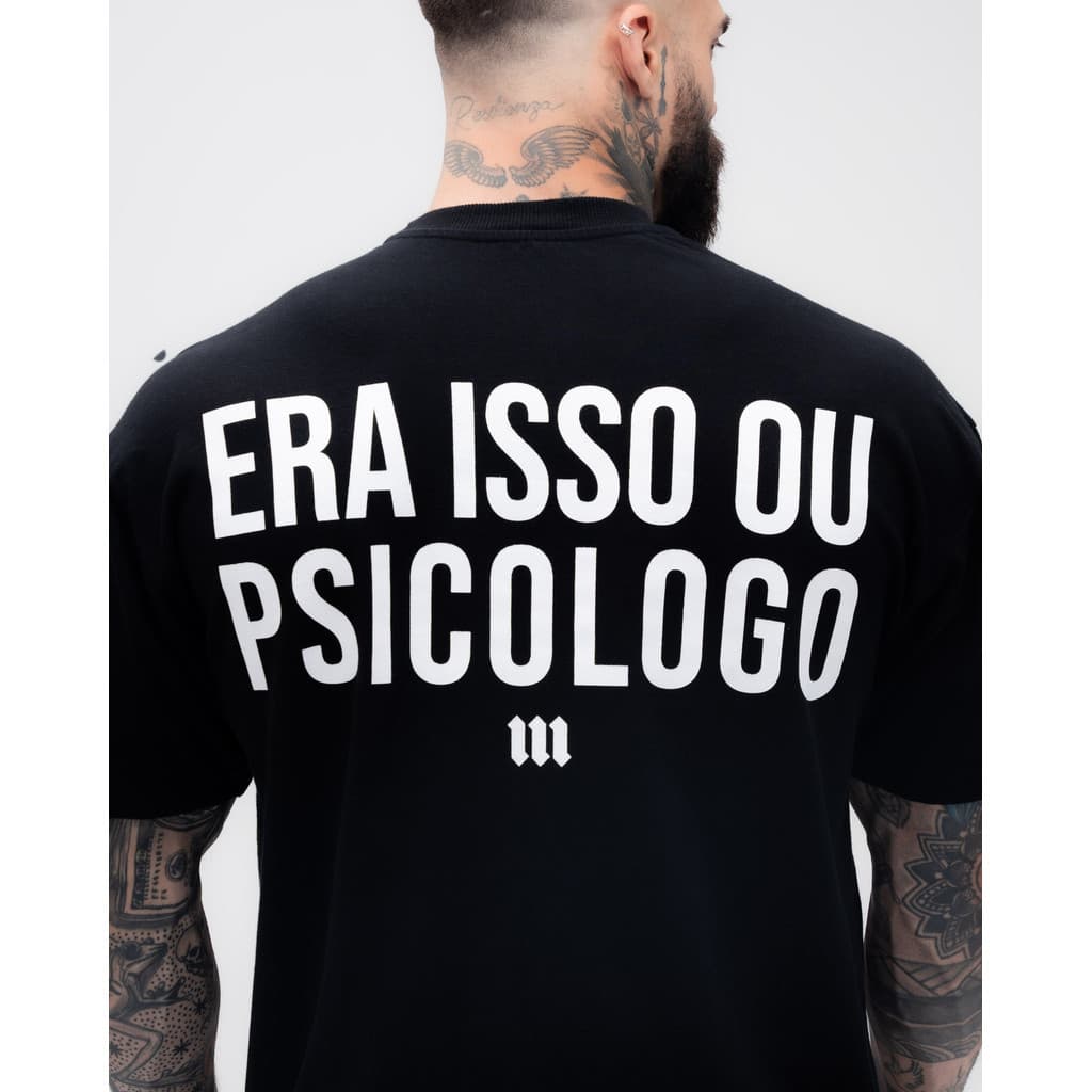 Camiseta Oversized Preta Mith Era – Treino e Conforto Isso ou Psicólogo