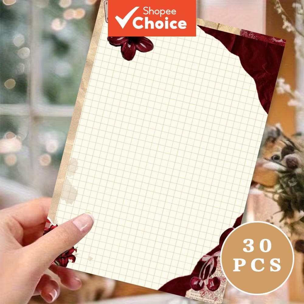Papel De Escrita Floral Vermelho Vintage B5 30 Folhas Blocos De Notas Bloco Estacionário Diário Estético Caderno