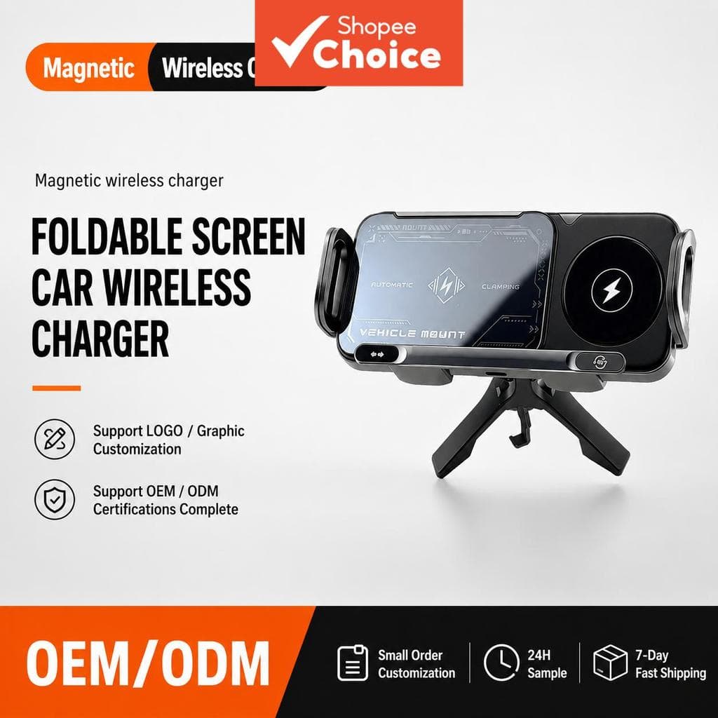 Suporte e Carregador de Telefone Veicular Sem Fio 15W para Samsung Galaxy Z Fold, Suporte de Painel/Pára-brisa Giratório
