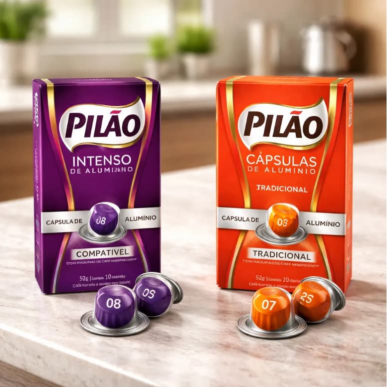 Kit com 20 Capsulas Cafés Pilão: 10 Intenso + 10 Tradicional