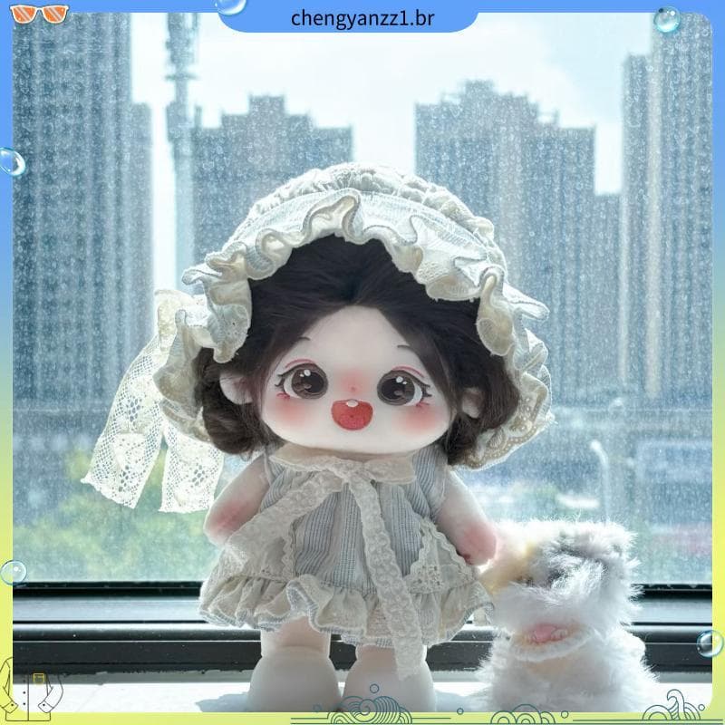 Boneca de algodão castanha 20cm brinquedo de pelúcia boneca menina boneca intercambiável humanóide presente menina casal