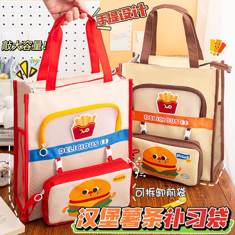 Bolsa Tote de estudante em estoque pronto Bolsa de transporte para livros Bolsa de lona para estudantes da escola primár
