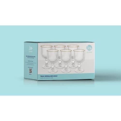 Jogo Taças Versalhes Luxo 340 Ml Conjunto 6 Unidades Vidro Premium Elegante