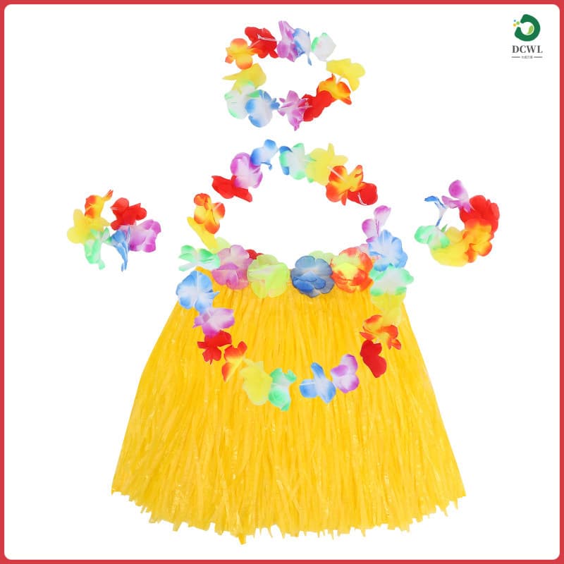 🎉 1 Kit Infantil Havaiano Com Saia Colorida Para Festa Decorativa