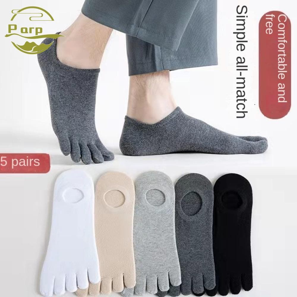 PARPERTY1 Meia Esportiva , Meias Invisíveis De Algodão Respirável Com Cinco Dedos Masculinas Casuais Antiderrapantes