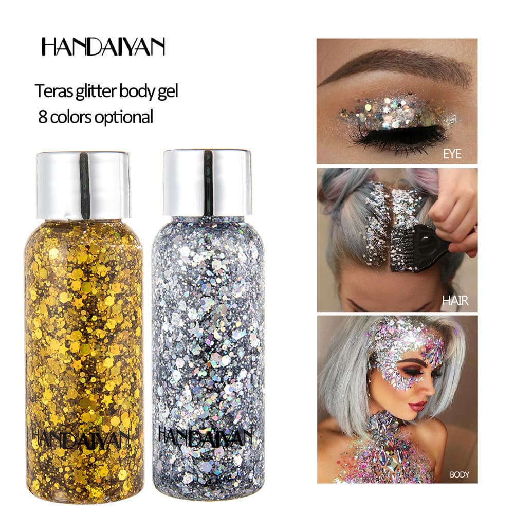 HANDAIYAN Lantejoulas Sombra Gel Creme Desempenho Palco Maquiagem Laser Grande Lantejoulas Strobe Body Gel