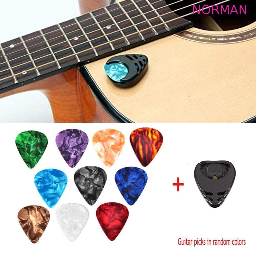NORMAN 10 Peças Palhetas De Guitarra E Suporte De Palheta , Artístico Para Acústica , 0.46/0.71/1.0MM