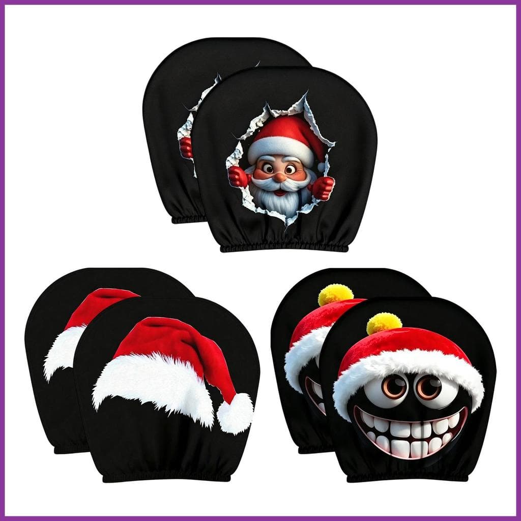 Santa Capa De Encosto De Cabeça Do Carro 2 Peças Universal Elástico Decoração Engraçado Natal Auto Para lameintbr