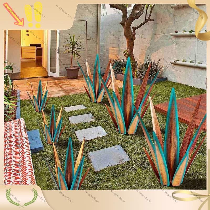 [Promover C] Grande Tequila Escultura Rústica Plantas Agave De Metal Rústico Para Pátio Externo , Decoração De Casa Pint