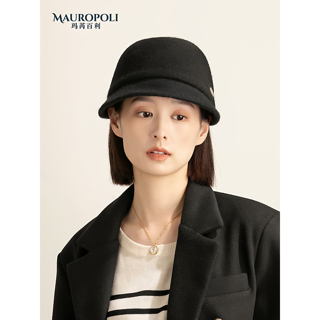Outono inverno lã chapéu equestre feminino Retro britânico boné de pico mostrando rosto pequeno chapéu superior preto ch