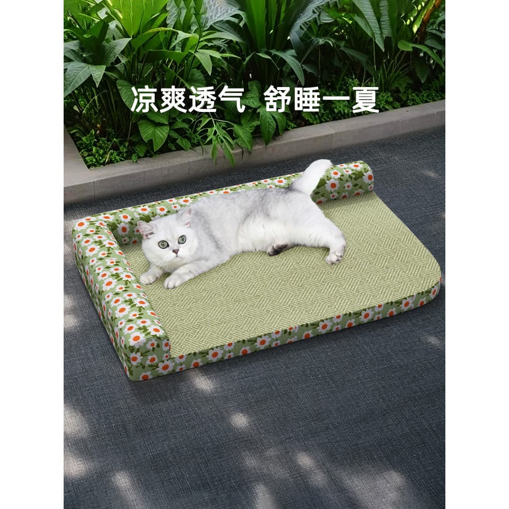 Maca para gatos Four Seasons Universal Rattan Cool Mat Removível Lavável Proteção para pescoço Maca para gatos Tapete pa